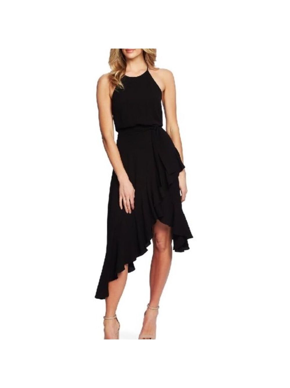Cece Asymmetrical Cascading Ruffle Hem Dress